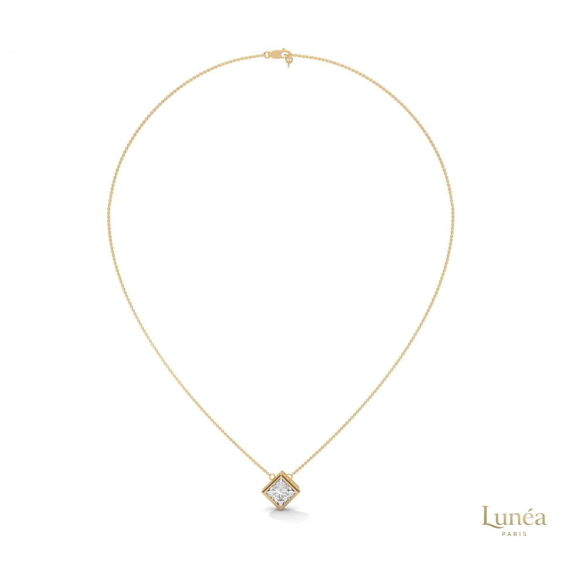 2CT. Bezel Princess Lab Diamond Pendant