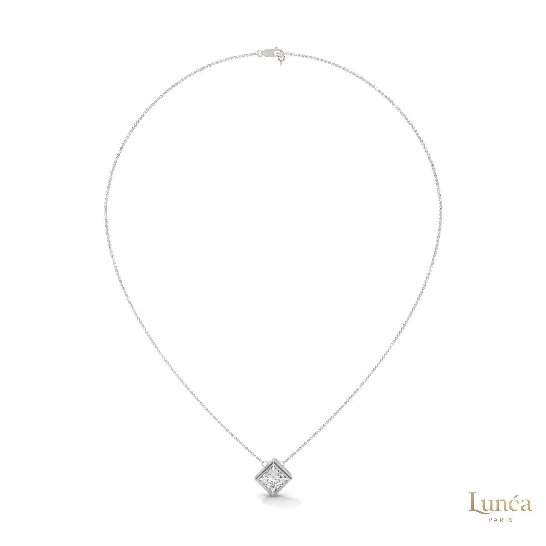 2CT. Bezel Princess Lab Diamond Pendant