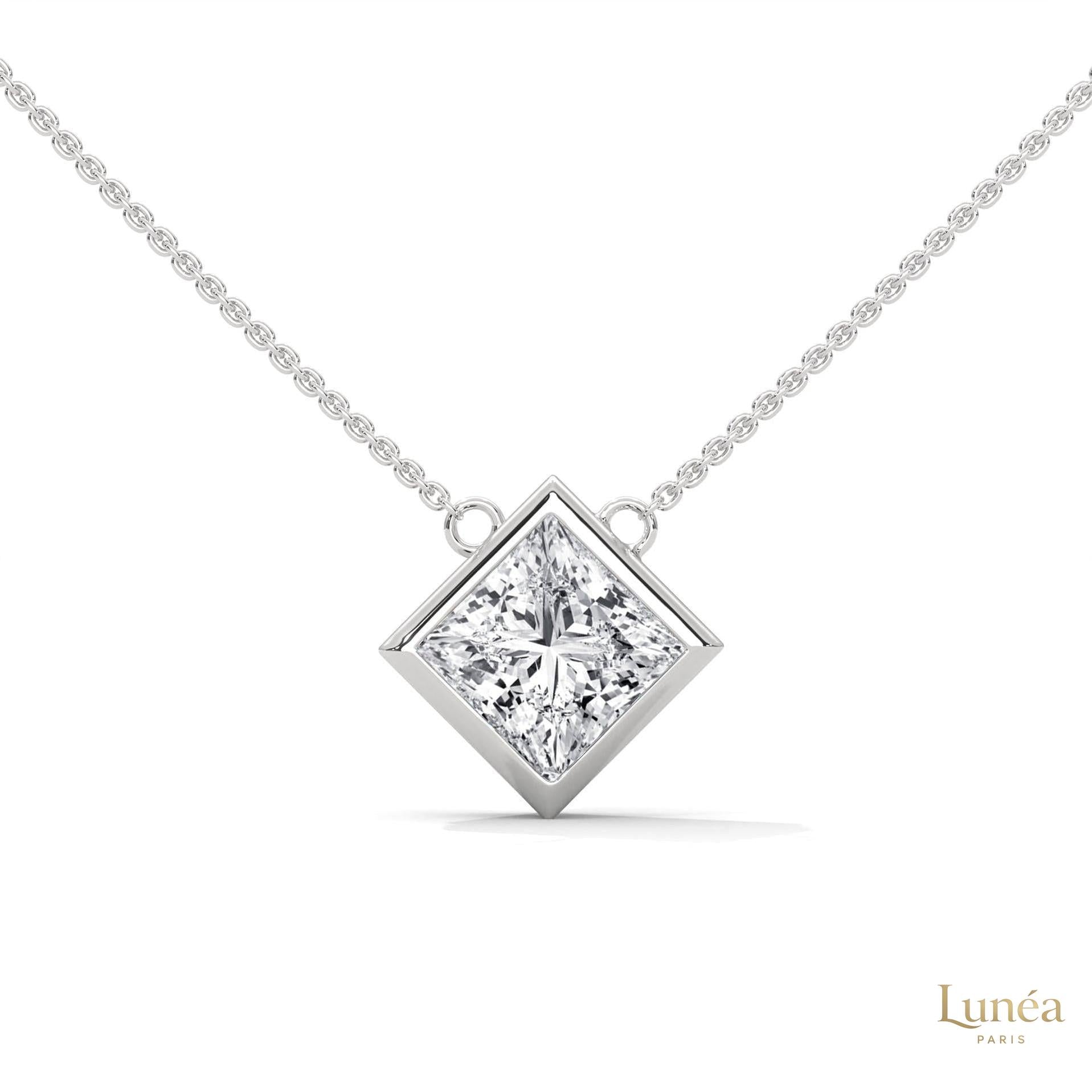 2CT. Bezel Princess Lab Diamond Pendant