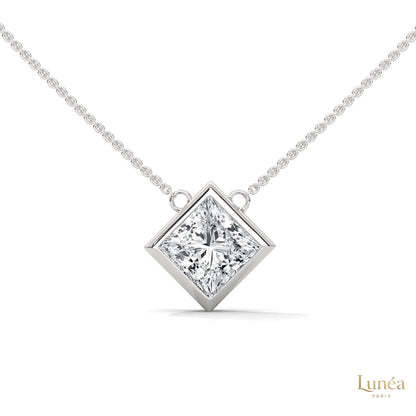 2CT. Bezel Princess Lab Diamond Pendant