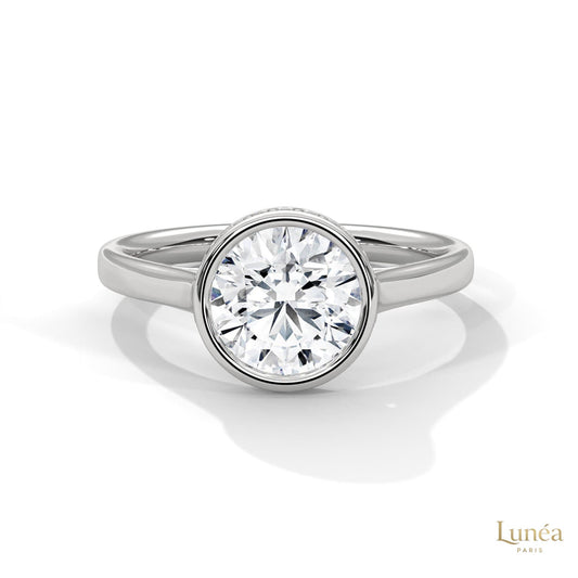 2.15 Ct. Bezel-Set Round Lab Diamond Solitaire Ring