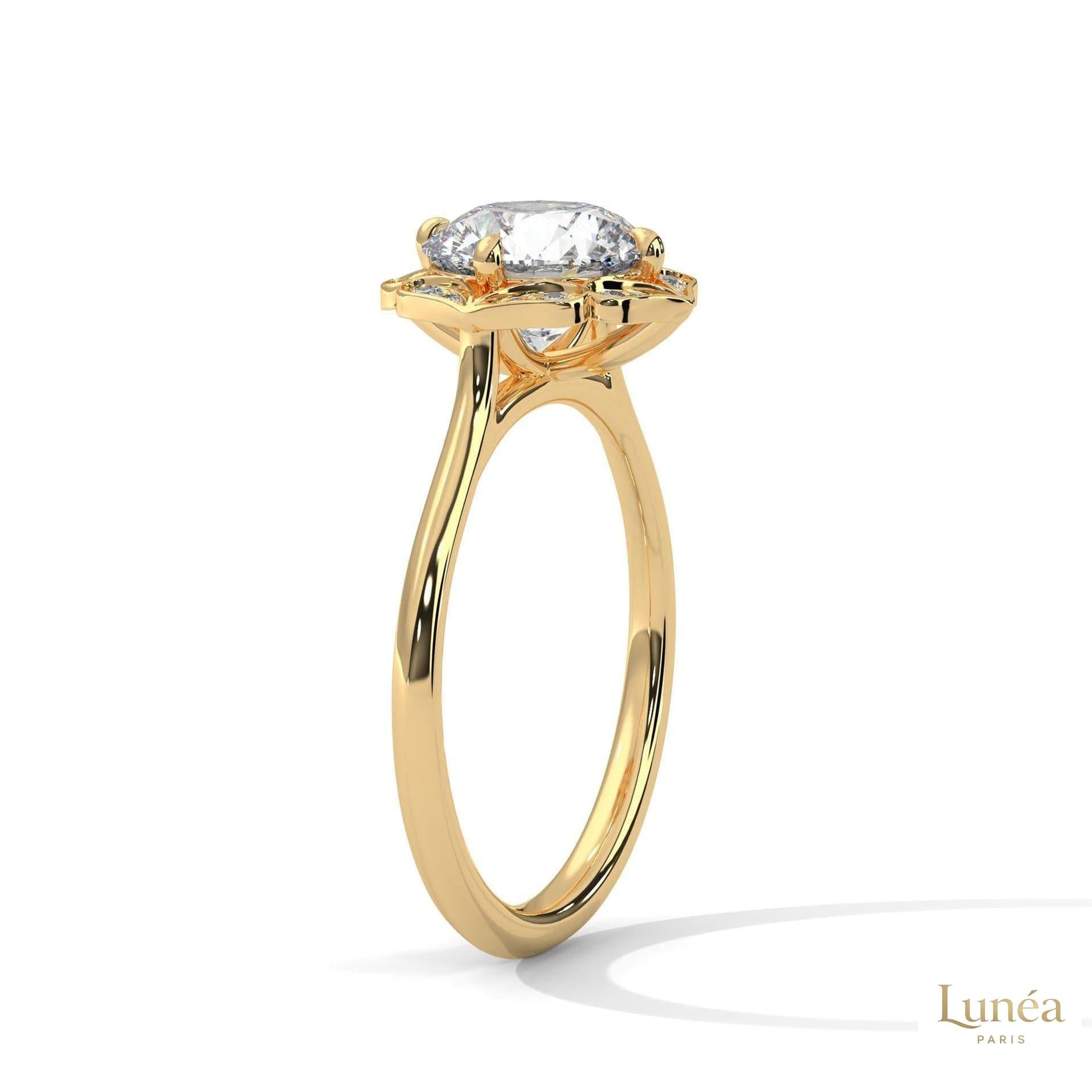 2.15 Ct. Floral Halo Lab Diamond Engagement Ring