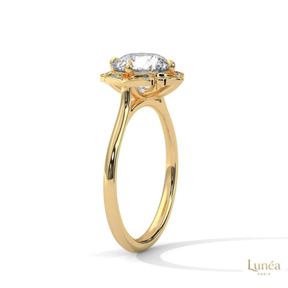 2.15 Ct. Floral Halo Lab Diamond Engagement Ring
