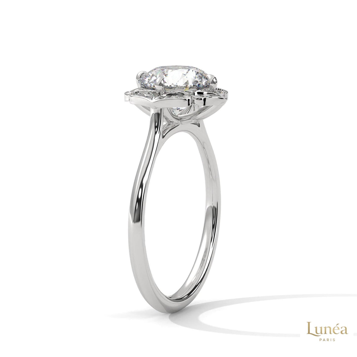 2.15 Ct. Floral Halo Lab Diamond Engagement Ring