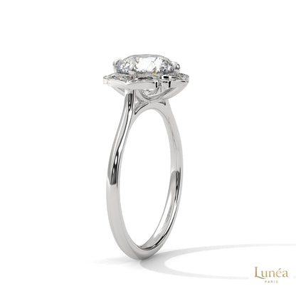 2.15 Ct. Floral Halo Lab Diamond Engagement Ring