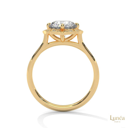 2.15 Ct. Floral Halo Lab Diamond Engagement Ring