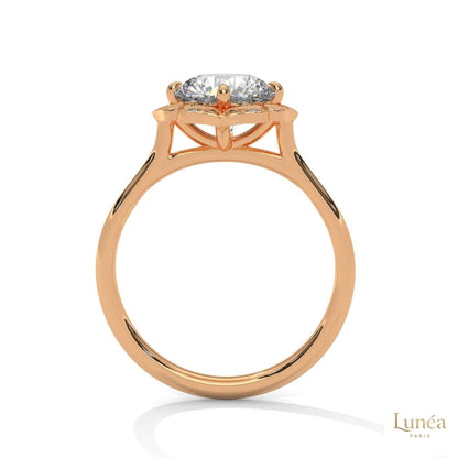 2.15 Ct. Floral Halo Lab Diamond Engagement Ring