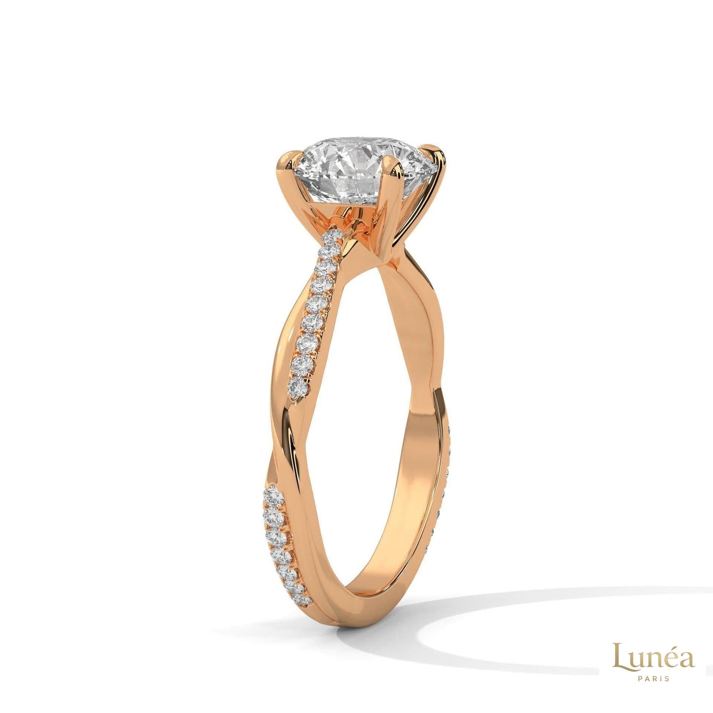 2.15 Ct. Pavé Twist Lab Diamond Engagement Ring