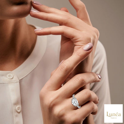 2.15 Ct. Round Lab Diamond Ring with Pavé Cushion Basket