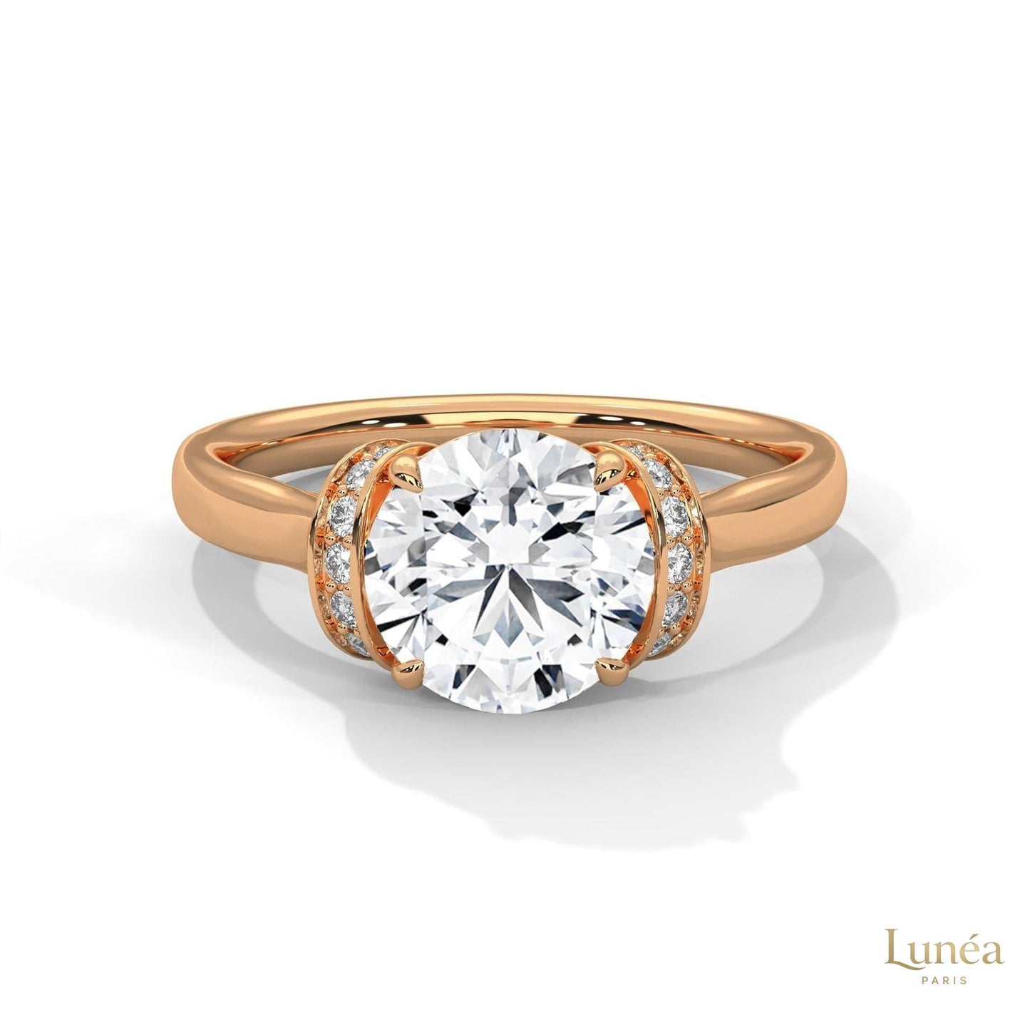2.15 Ct. Round Lab Diamond Ring with Pavé Cushion Basket
