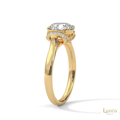 2.15 Ct. Round Lab Diamond Ring with Pavé Cushion Basket