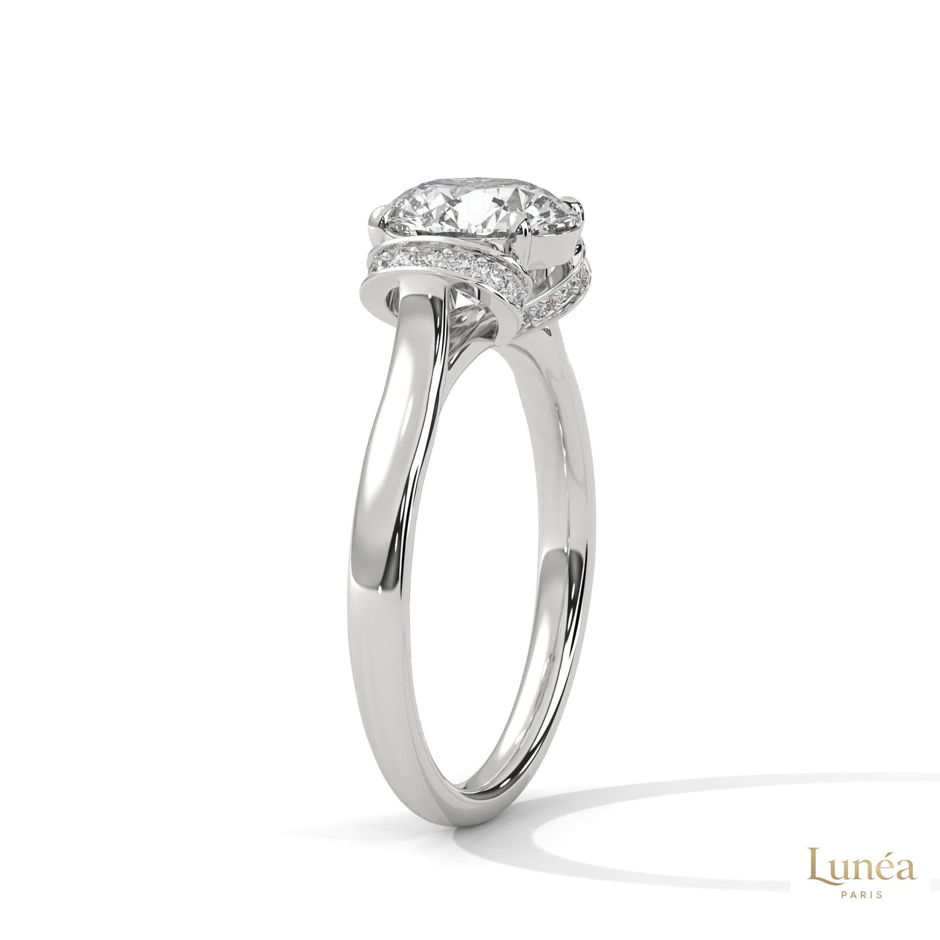 2.15 Ct. Round Lab Diamond Ring with Pavé Cushion Basket