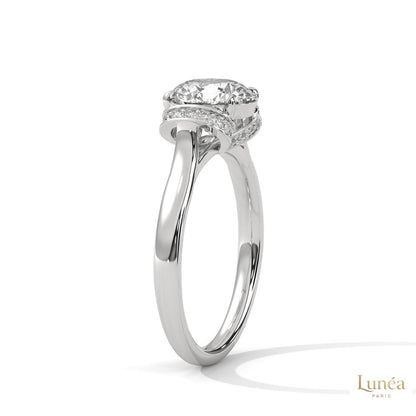 2.15 Ct. Round Lab Diamond Ring with Pavé Cushion Basket