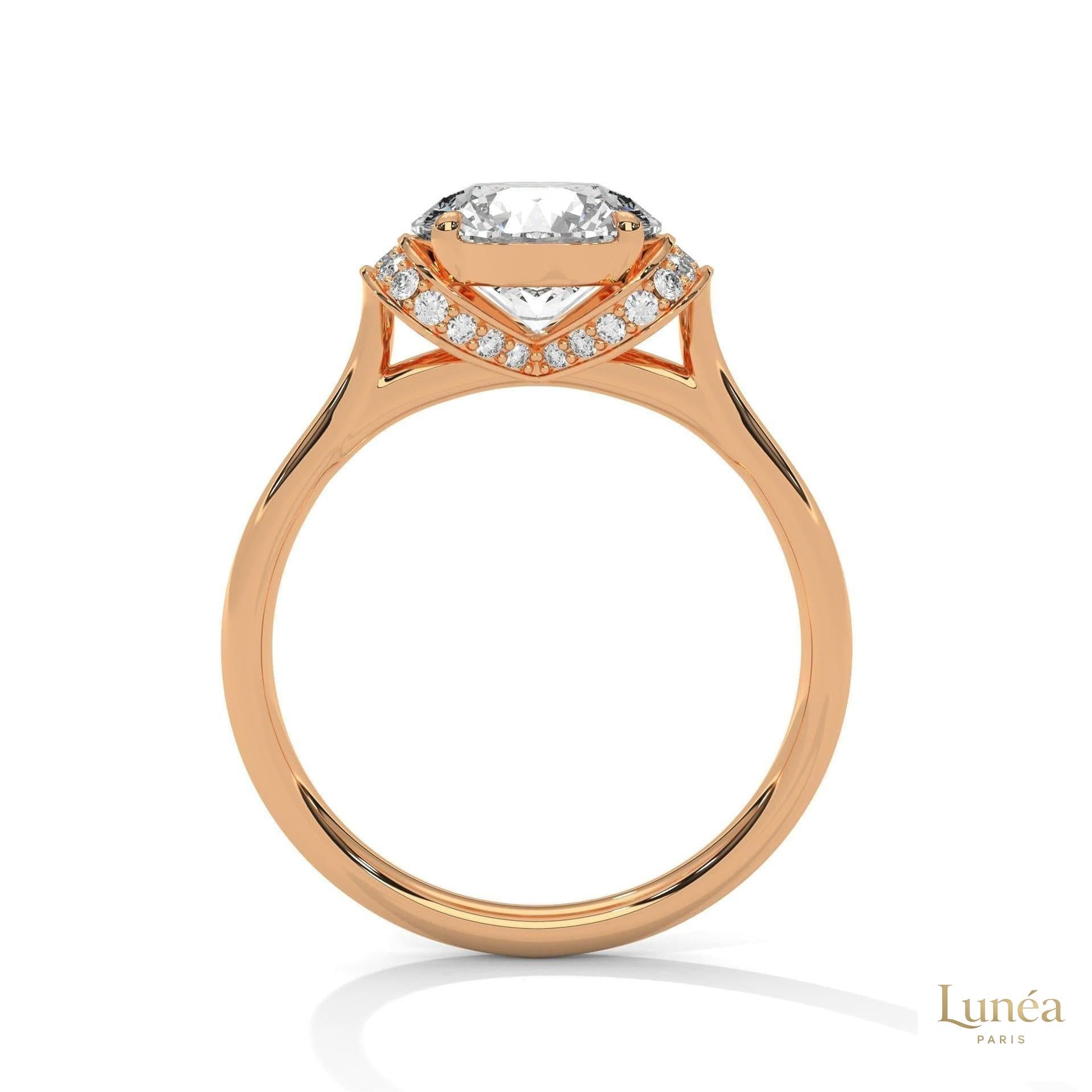 2.15 Ct. Round Lab Diamond Ring with Pavé Cushion Basket