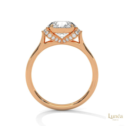 2.15 Ct. Round Lab Diamond Ring with Pavé Cushion Basket