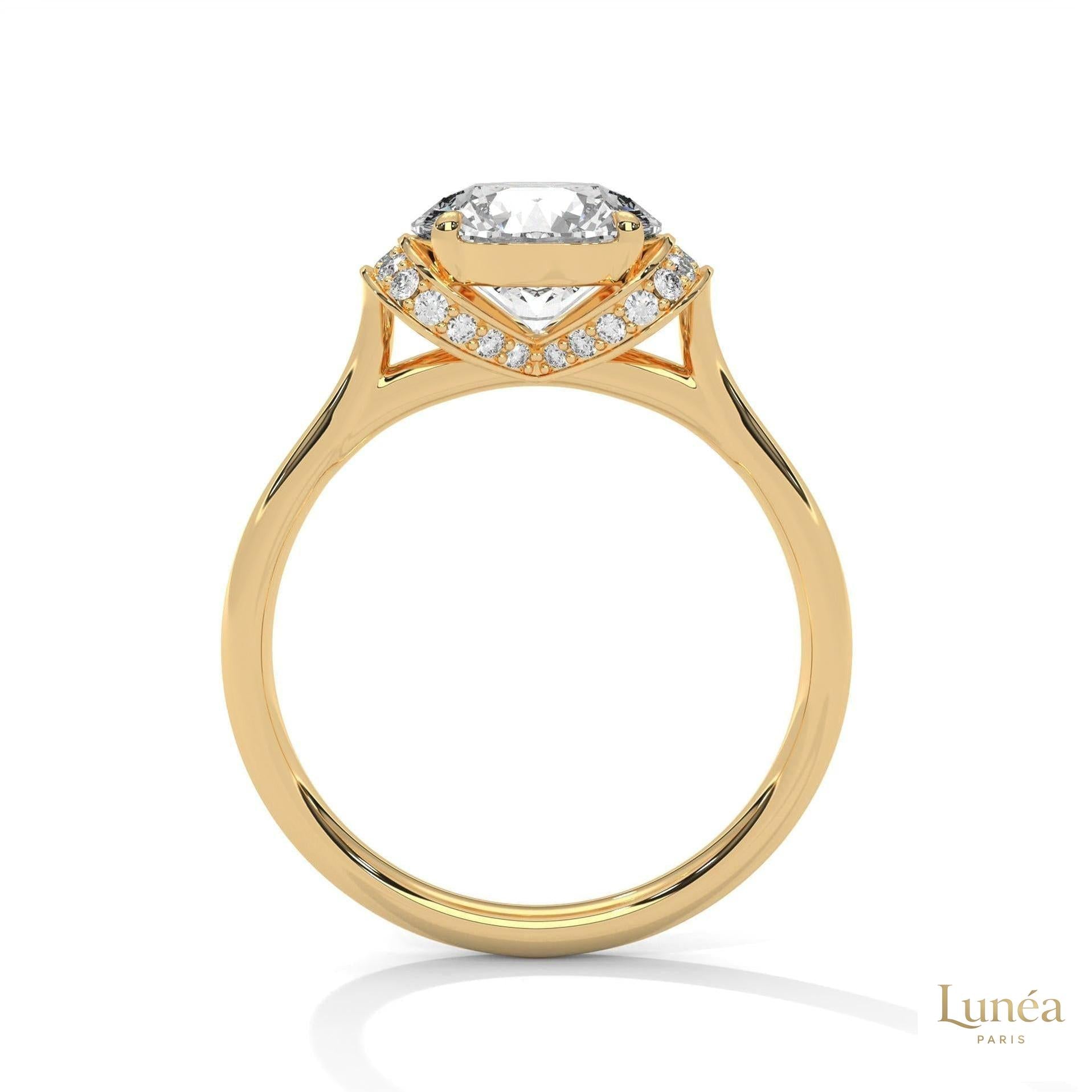 2.15 Ct. Round Lab Diamond Ring with Pavé Cushion Basket