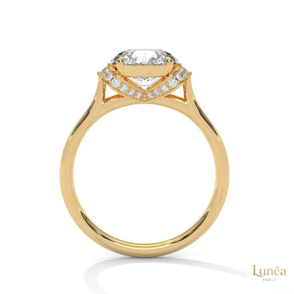 2.15 Ct. Round Lab Diamond Ring with Pavé Cushion Basket