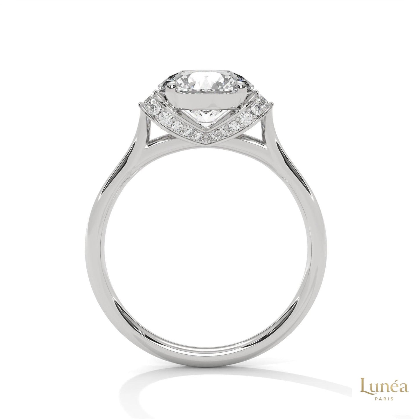 2.15 Ct. Round Lab Diamond Ring with Pavé Cushion Basket