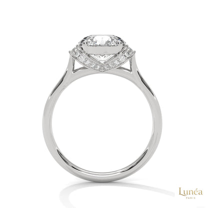 2.15 Ct. Round Lab Diamond Ring with Pavé Cushion Basket