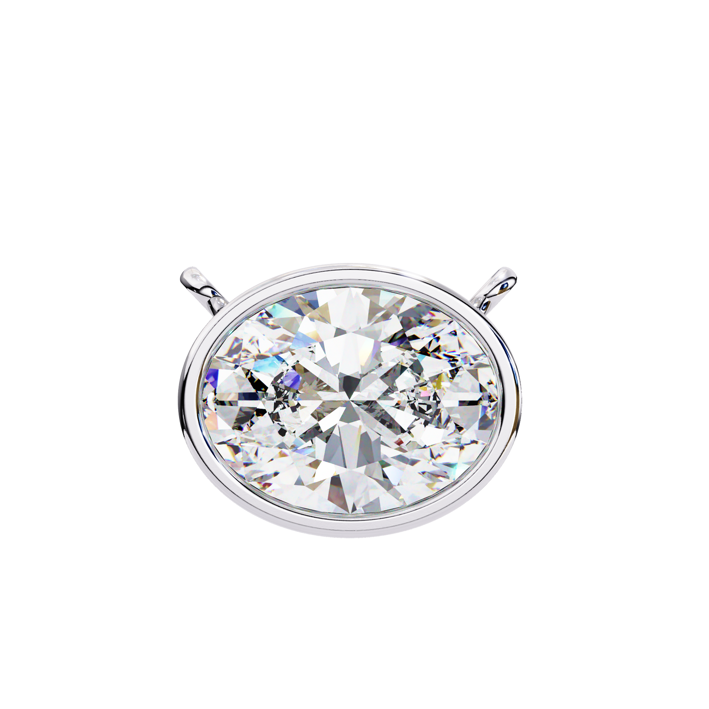 1.60 CT Oval Lab-Grown Diamond Bezel Pendant Necklace in 14K Gold & Platinum