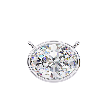 1.60 CT Oval Lab-Grown Diamond Bezel Pendant Necklace in 14K Gold & Platinum