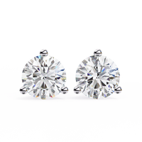 2.57 CTW round lab-grown diamond stud earrings in a three-prong martini setting crafted from 14K gold.