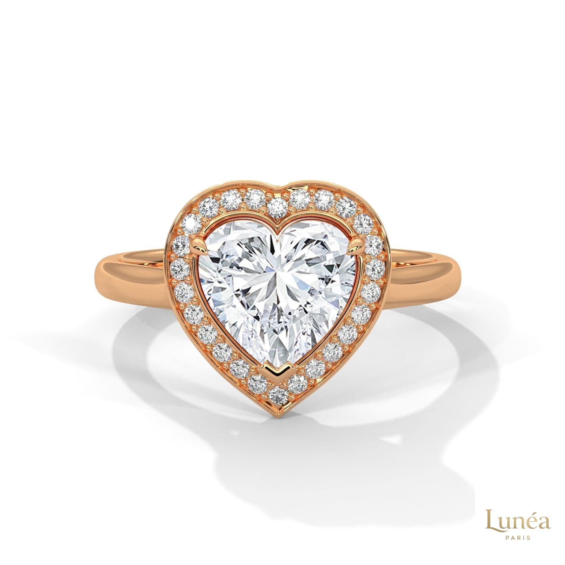 2.20 Ct. Bezel Heart Lab Diamond Engagement Ring