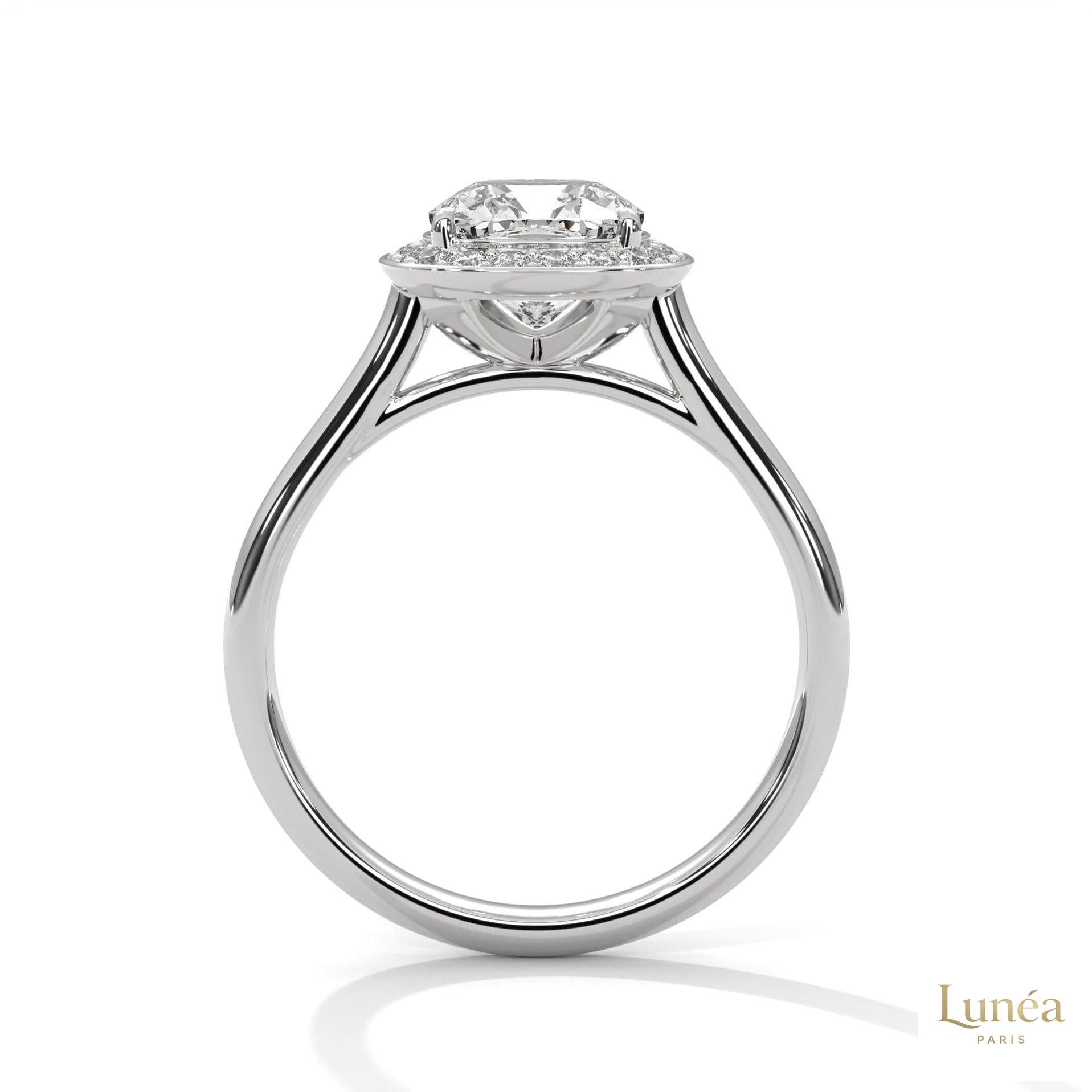 2.20 Ct. Cushion Halo Lab Diamond Engagement Ring