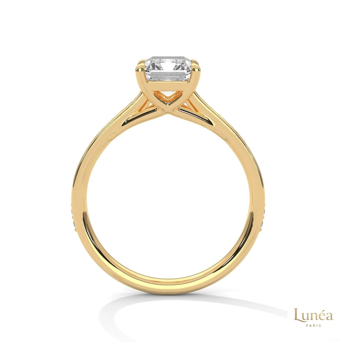 2.20 Ct. Emerald Cut Lab Diamond Pavé Engagement Ring