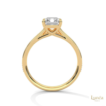 2.20 Ct. Emerald Cut Lab Diamond Pavé Engagement Ring