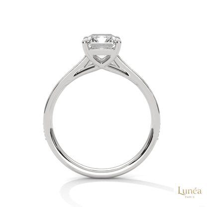 2.20 Ct. Emerald Cut Lab Diamond Pavé Engagement Ring