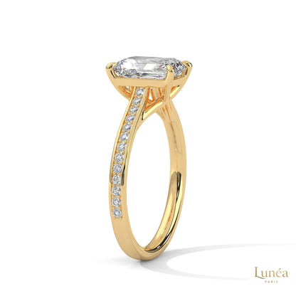 2.20 Ct. Emerald Cut Lab Diamond Pavé Engagement Ring