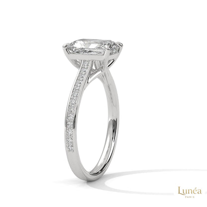 2.20 Ct. Emerald Cut Lab Diamond Pavé Engagement Ring