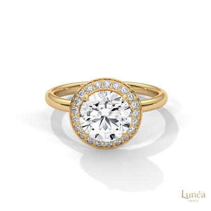 2.20 Ct. Lab Diamond Bezel Halo Ring
