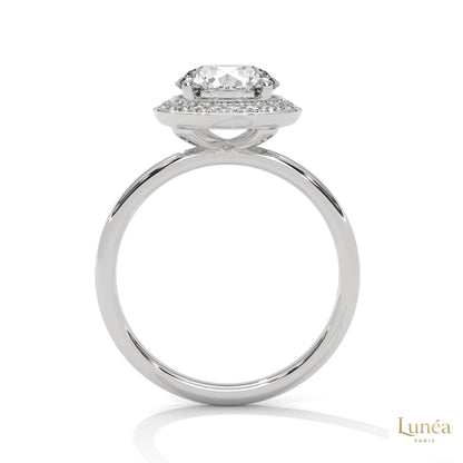 2.20 Ct. Lab Diamond Bezel Halo Ring