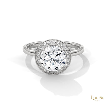 2.20 Ct. Lab Diamond Bezel Halo Ring