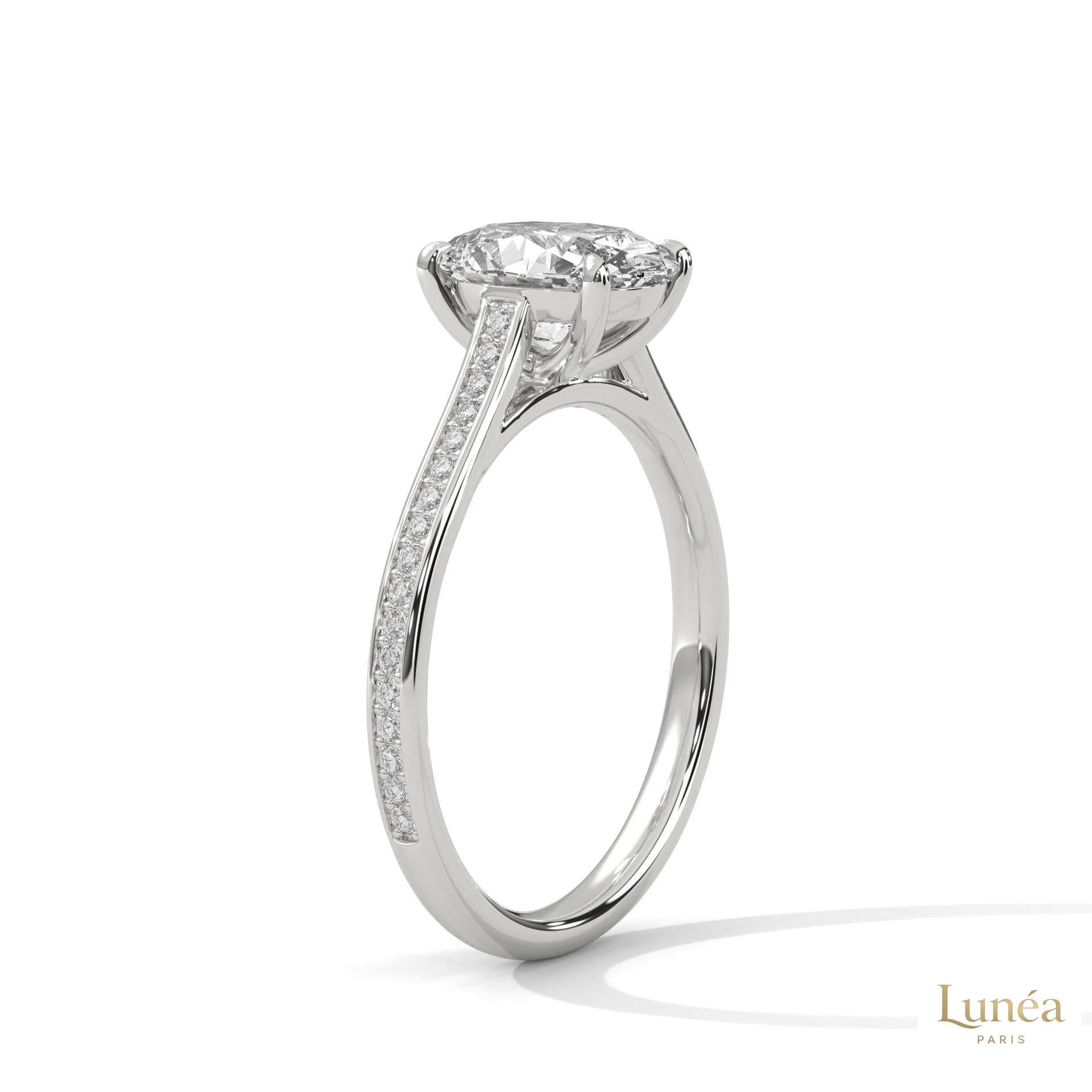 2.20 Ct. Oval Solitaire Pavé Lab Diamond Ring