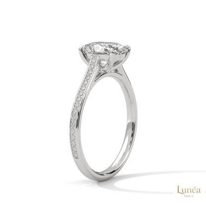 2.20 Ct. Oval Solitaire Pavé Lab Diamond Ring
