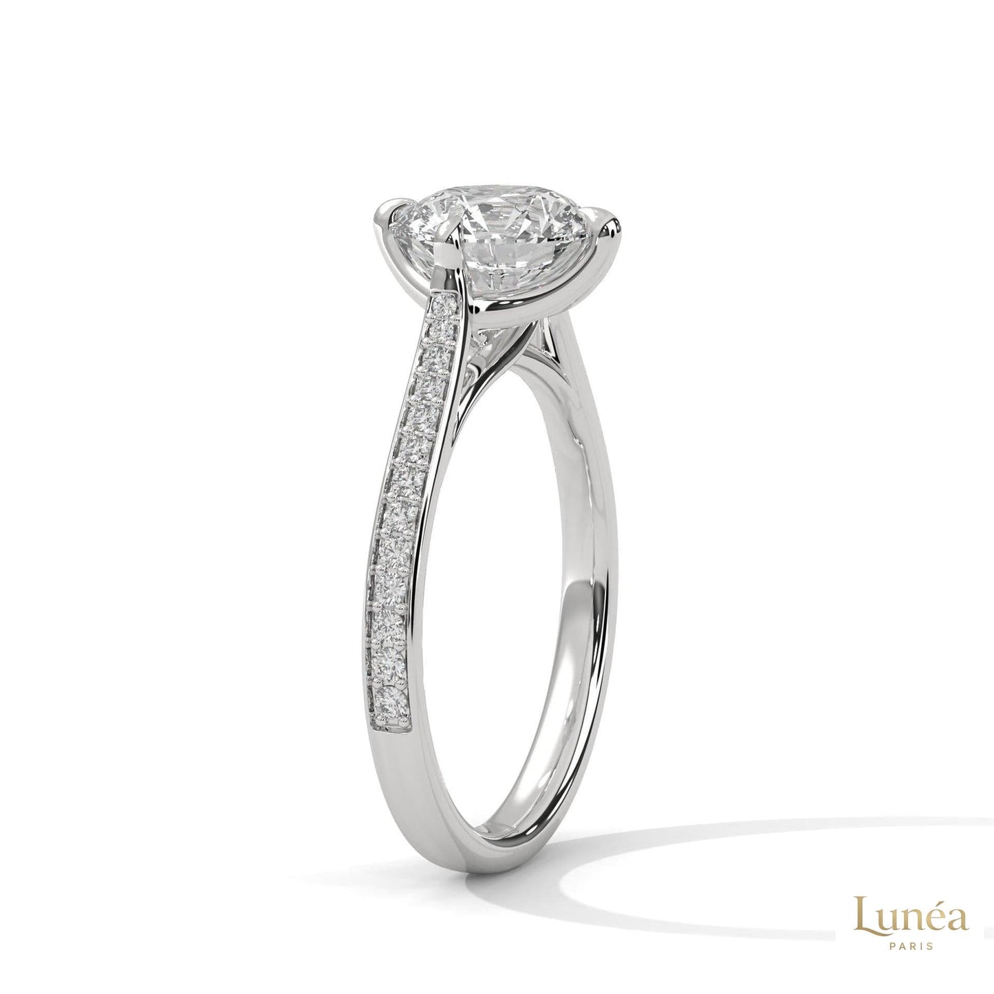 2.20 Ct. Pavé Diamond Solitaire Ring