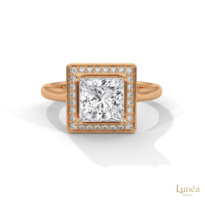 2.20 Ct. Princess-Cut Halo Lab Diamond Ring