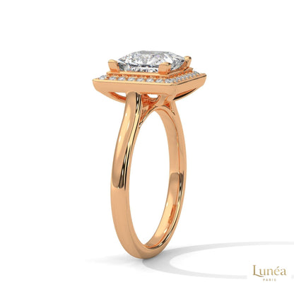 2.20 Ct. Princess-Cut Halo Lab Diamond Ring