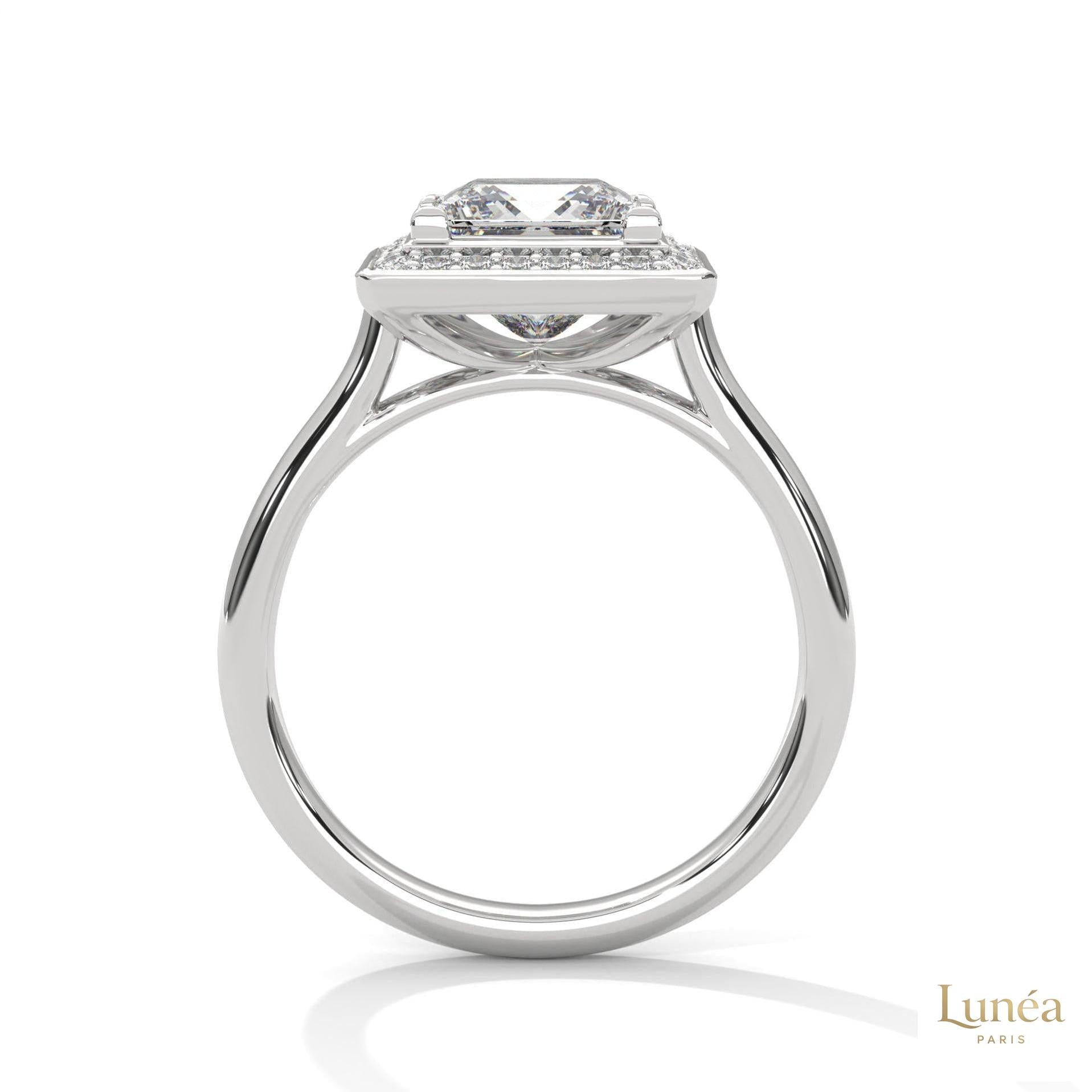 2.20 Ct. Princess-Cut Halo Lab Diamond Ring