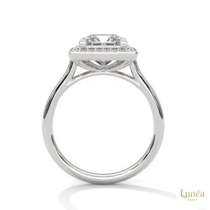 2.20 Ct. Princess-Cut Halo Lab Diamond Ring