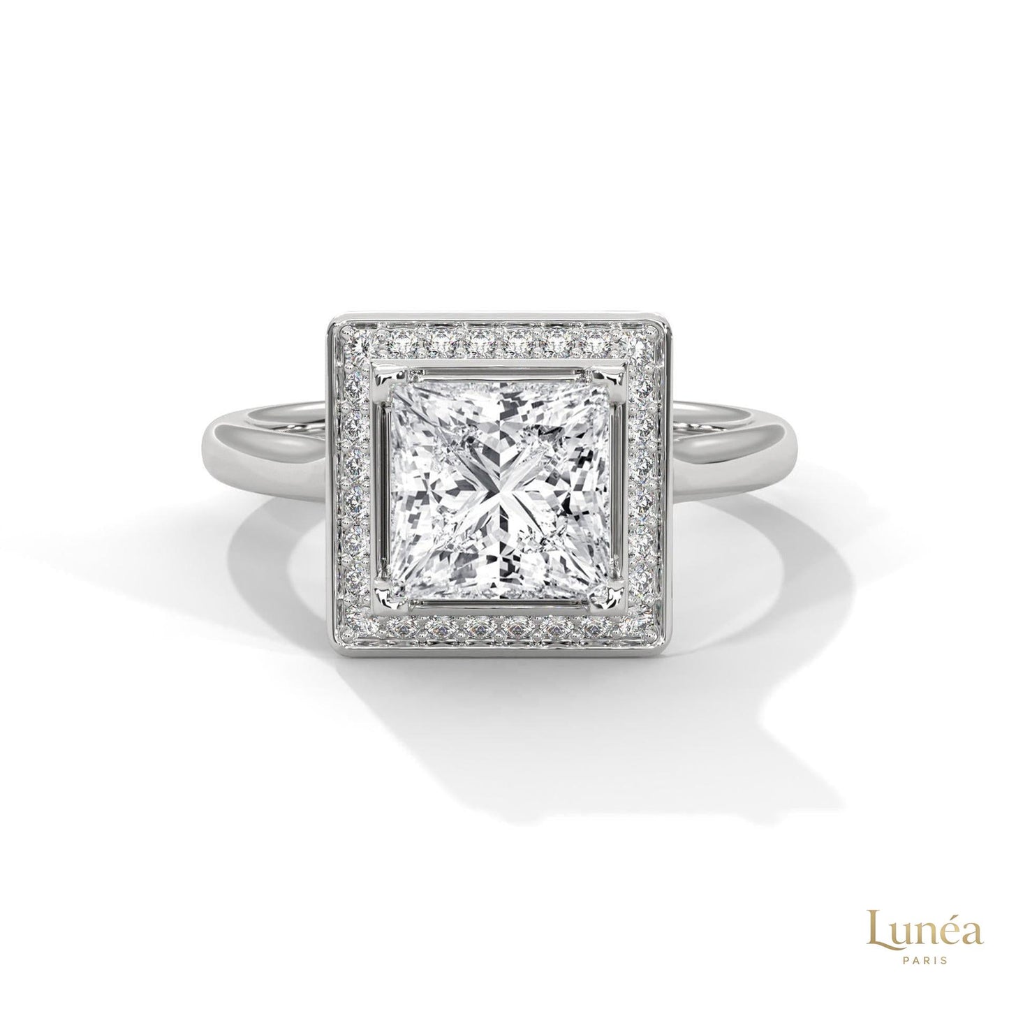 2.20 Ct. Princess-Cut Halo Lab Diamond Ring
