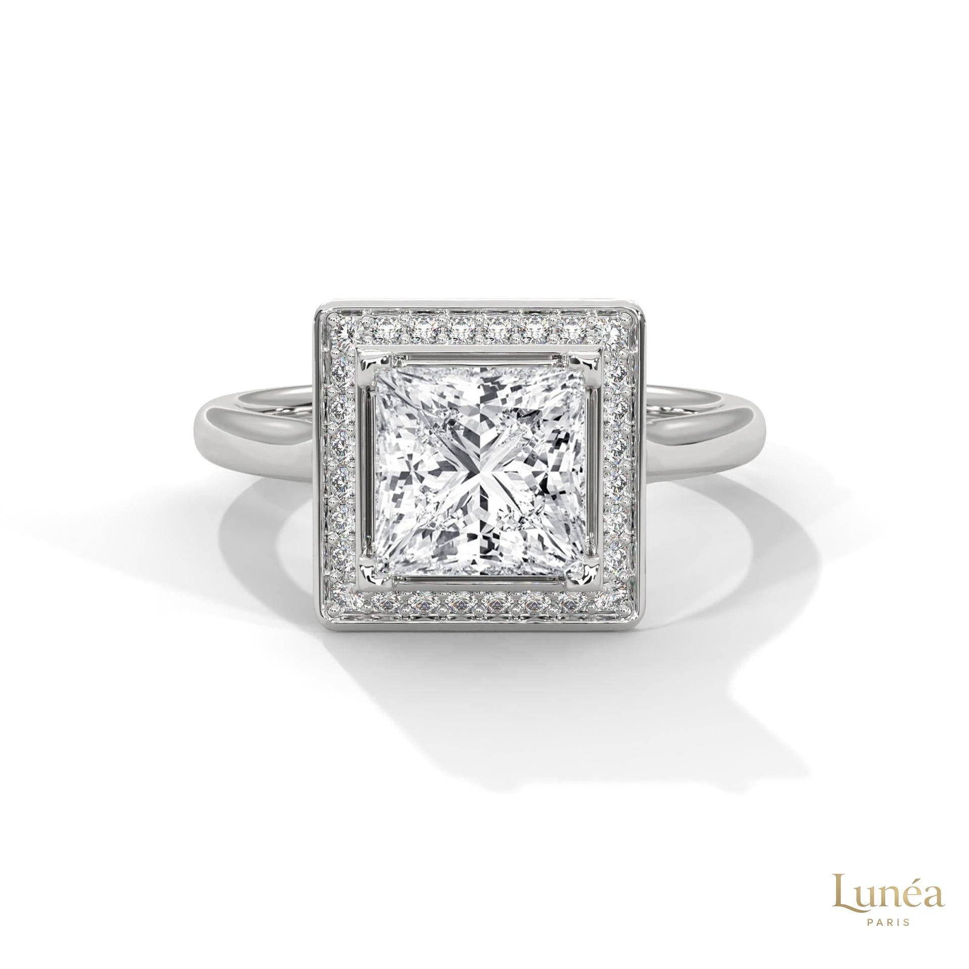 2.20 Ct. Princess-Cut Halo Lab Diamond Ring