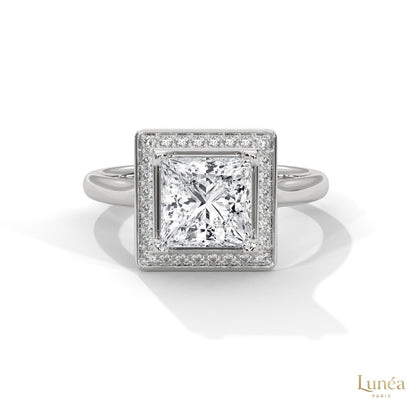 2.20 Ct. Princess-Cut Halo Lab Diamond Ring