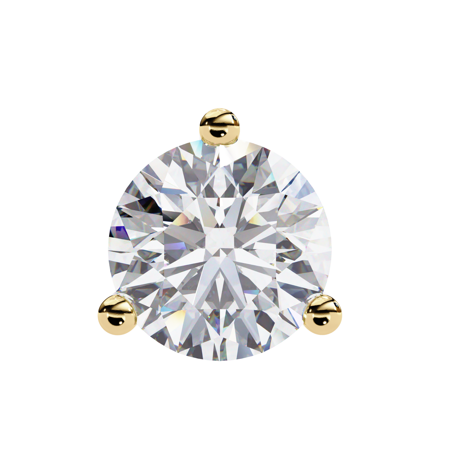 2.57 CTW Round Lab-Grown Diamond Three-Prong Martini Stud Earrings in 14K Gold