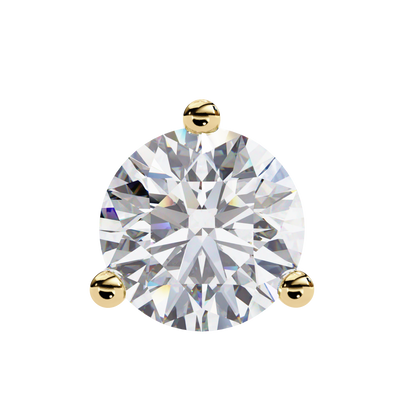 2.57 CTW Round Lab-Grown Diamond Three-Prong Martini Stud Earrings in 14K Gold