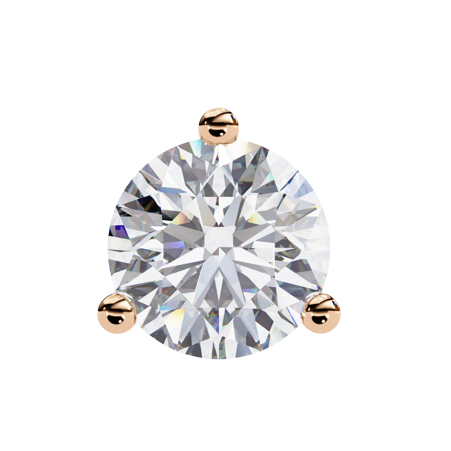 2.57 CTW Round Lab-Grown Diamond Three-Prong Martini Stud Earrings in 14K Gold