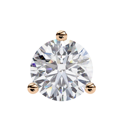 2.57 CTW Round Lab-Grown Diamond Three-Prong Martini Stud Earrings in 14K Gold